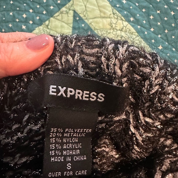 Vintage Holiday Black/Silver Sweater, Size S - Picture 3 of 4